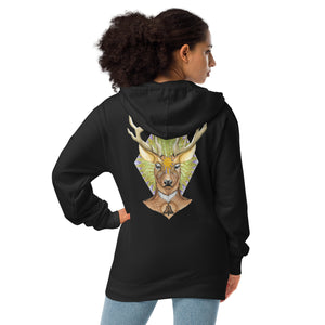 Deer Unisex fleece zip up hoodie
