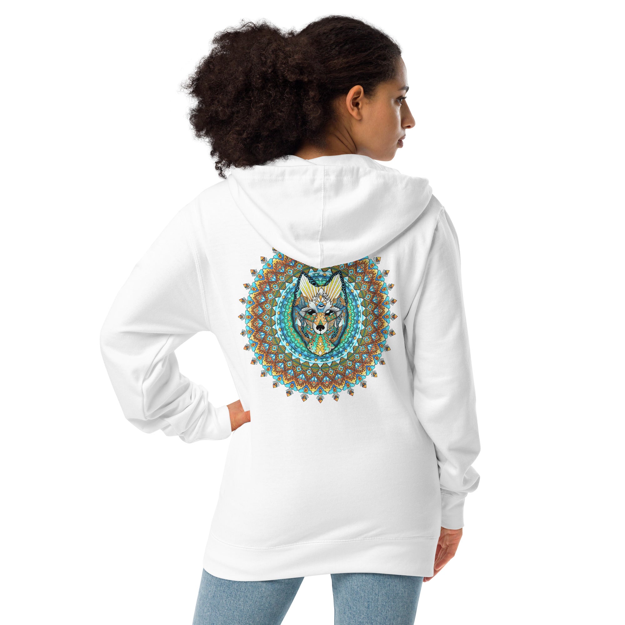 Wolf Unisex fleece zip up hoodie
