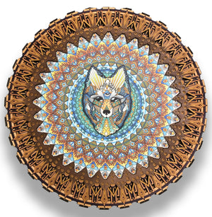 Wolf "Journey to the top" Mandala print in a laser cut frame