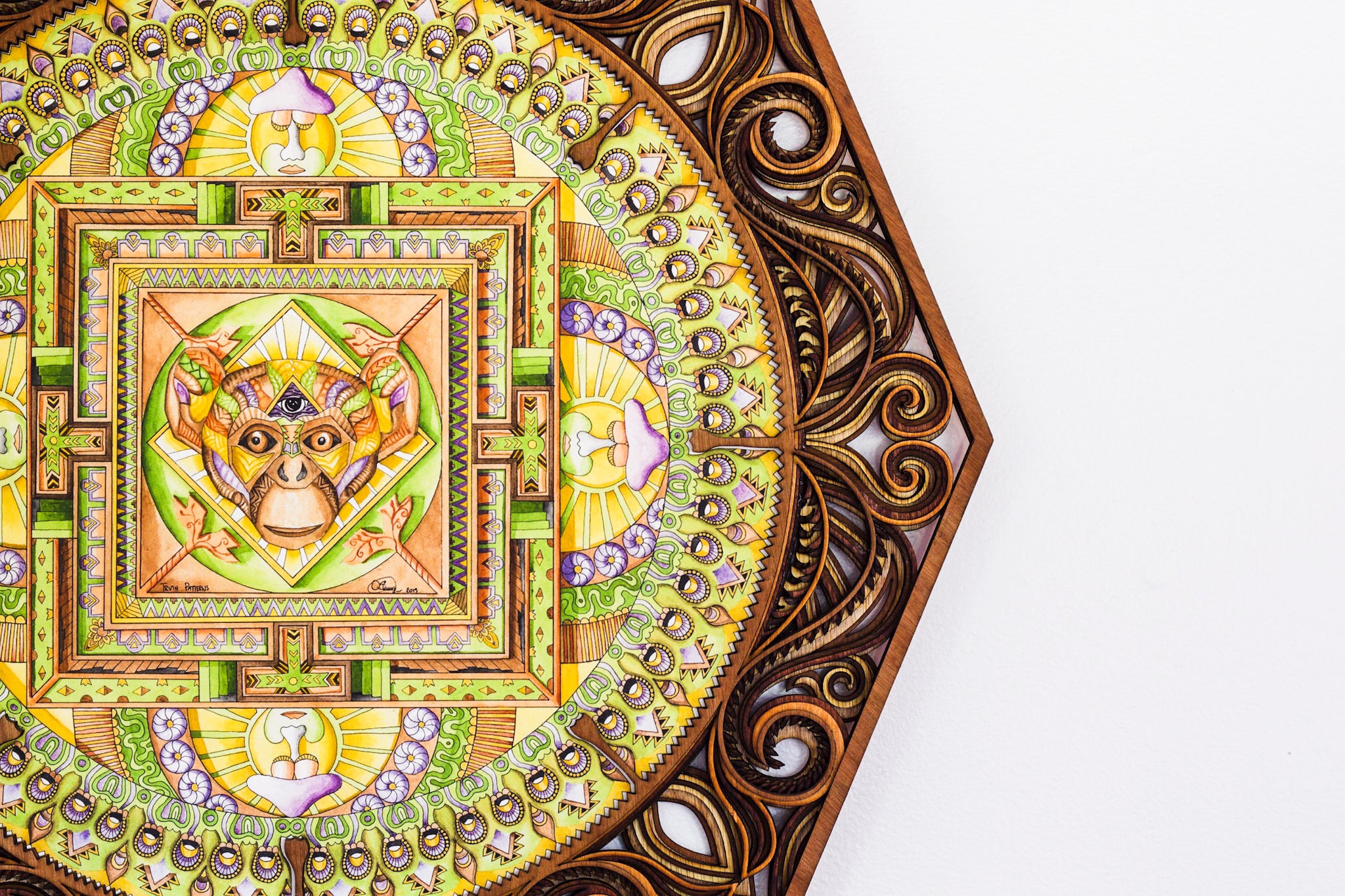 "Monkey Realm" Watercolor Print in Laser Frame