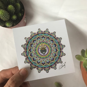 Black Puma Watercolor Mandala Print