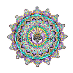 Black Puma Watercolor Mandala Print