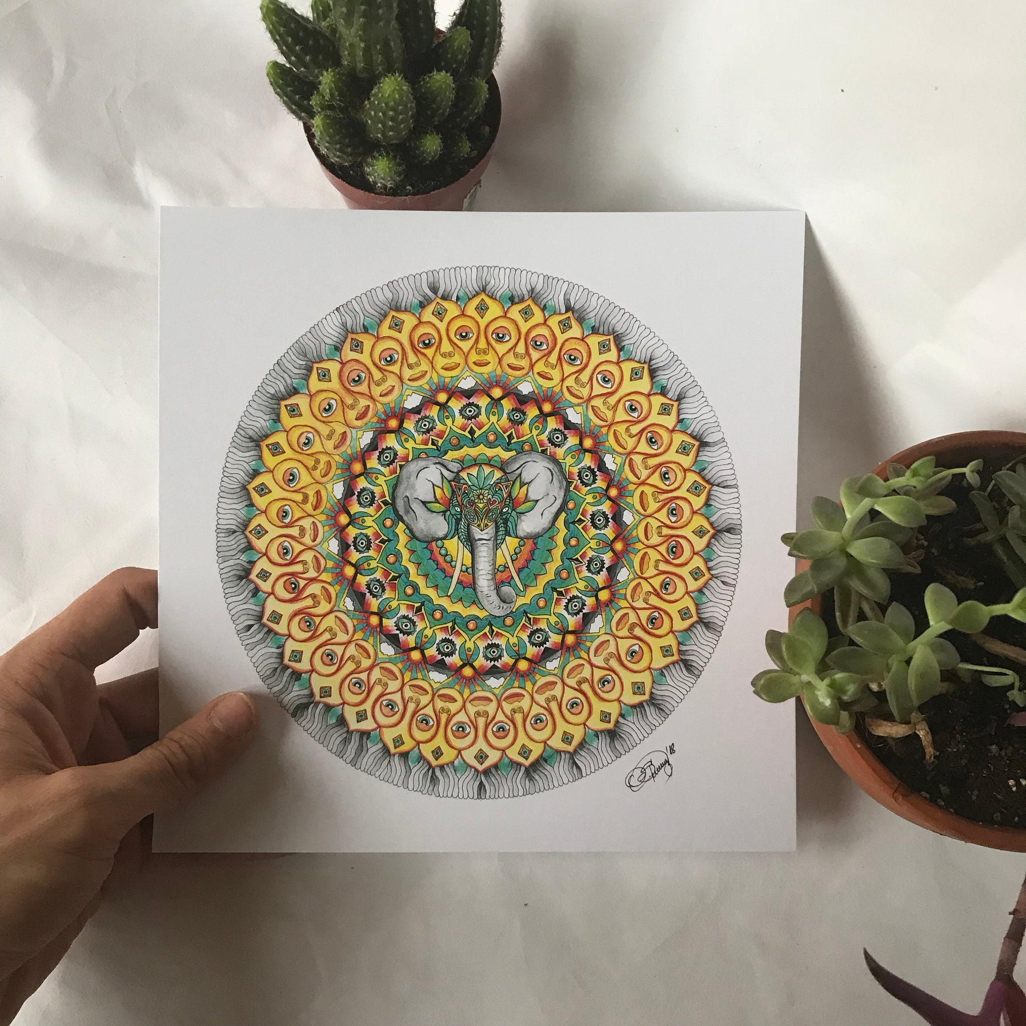 Elephant Watercolor Mandala Print