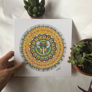Elephant Watercolor Mandala Print