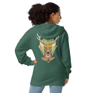 Deer Unisex fleece zip up hoodie