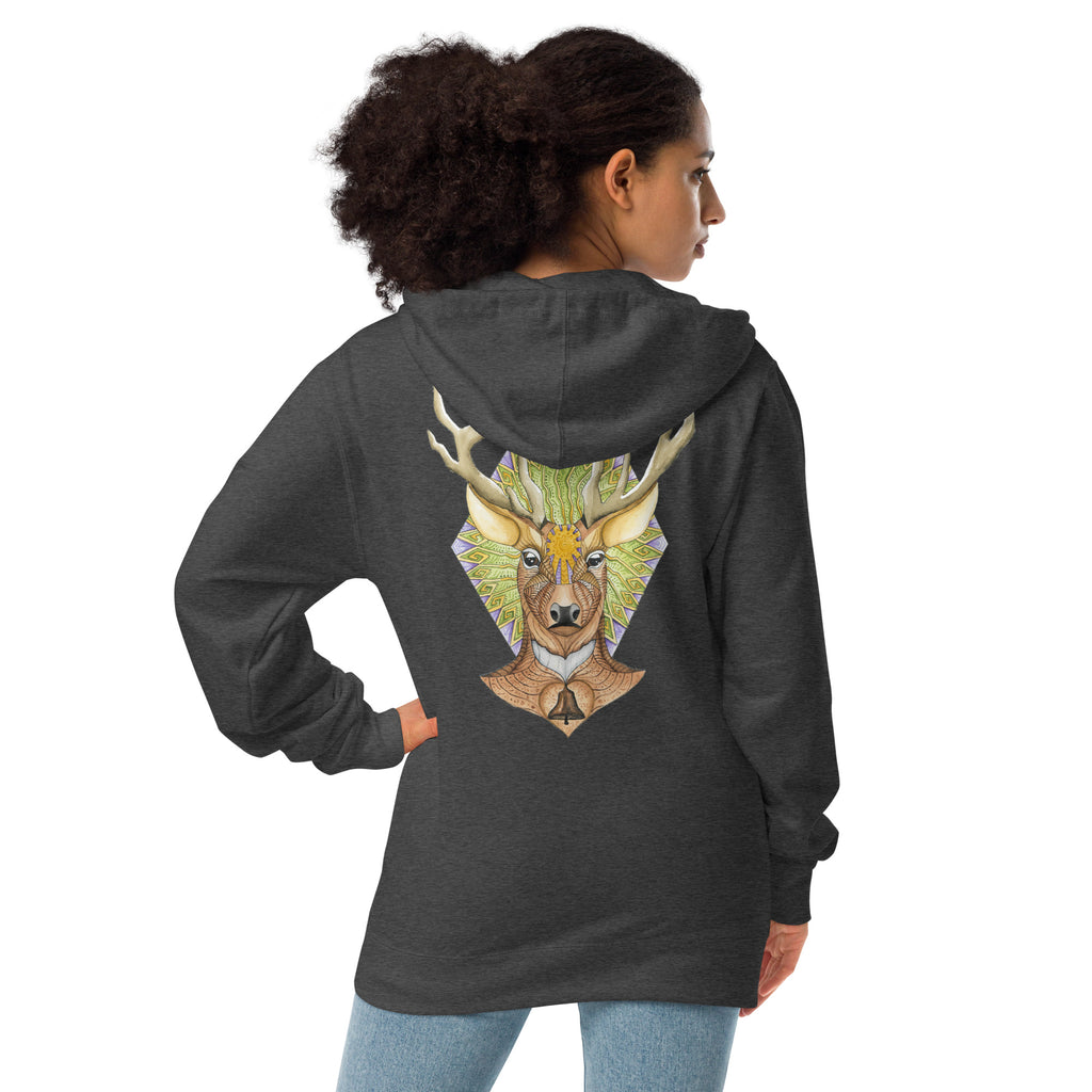 Deer Unisex fleece zip up hoodie
