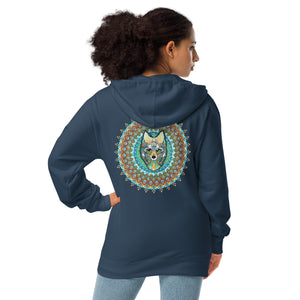 Wolf Unisex fleece zip up hoodie