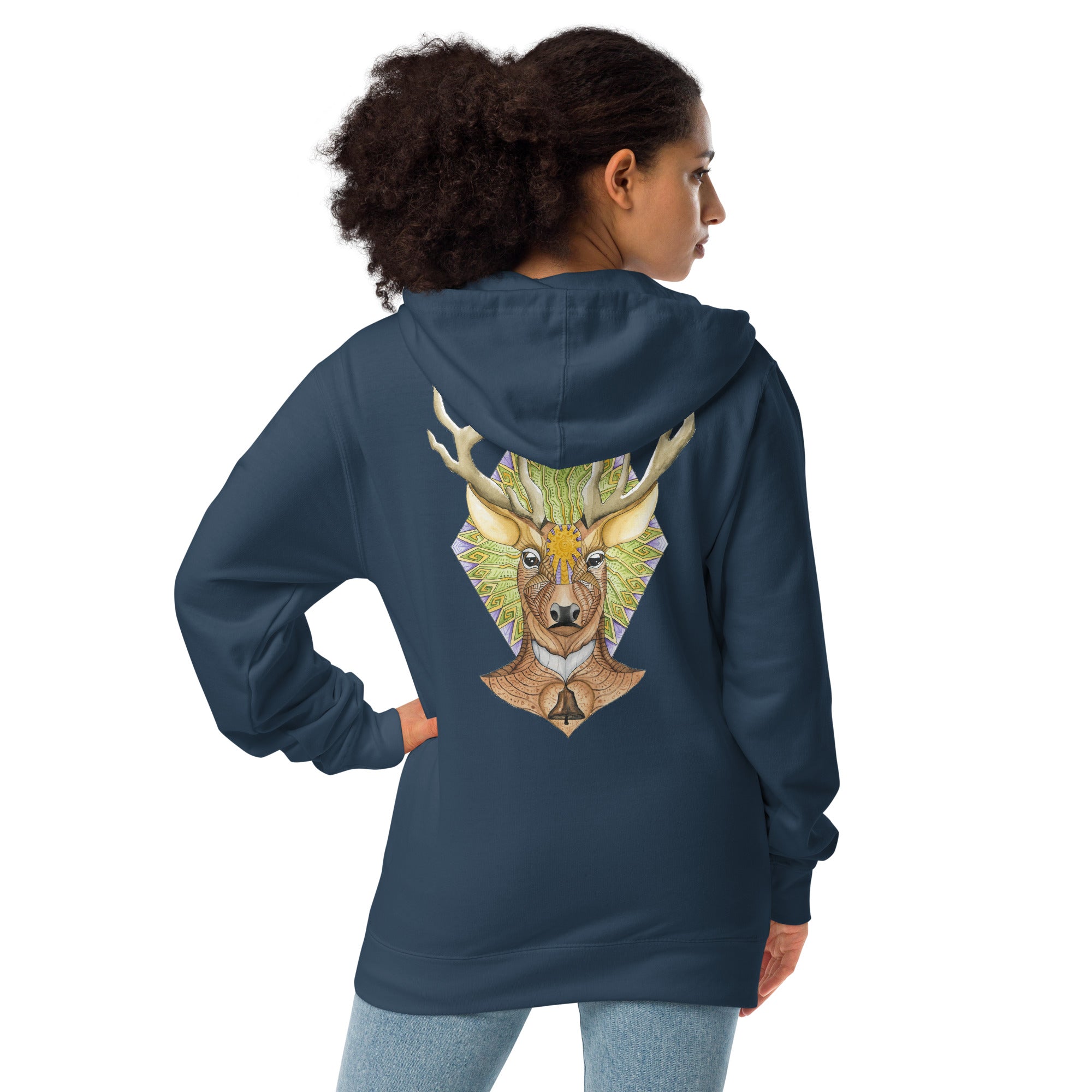 Deer Unisex fleece zip up hoodie