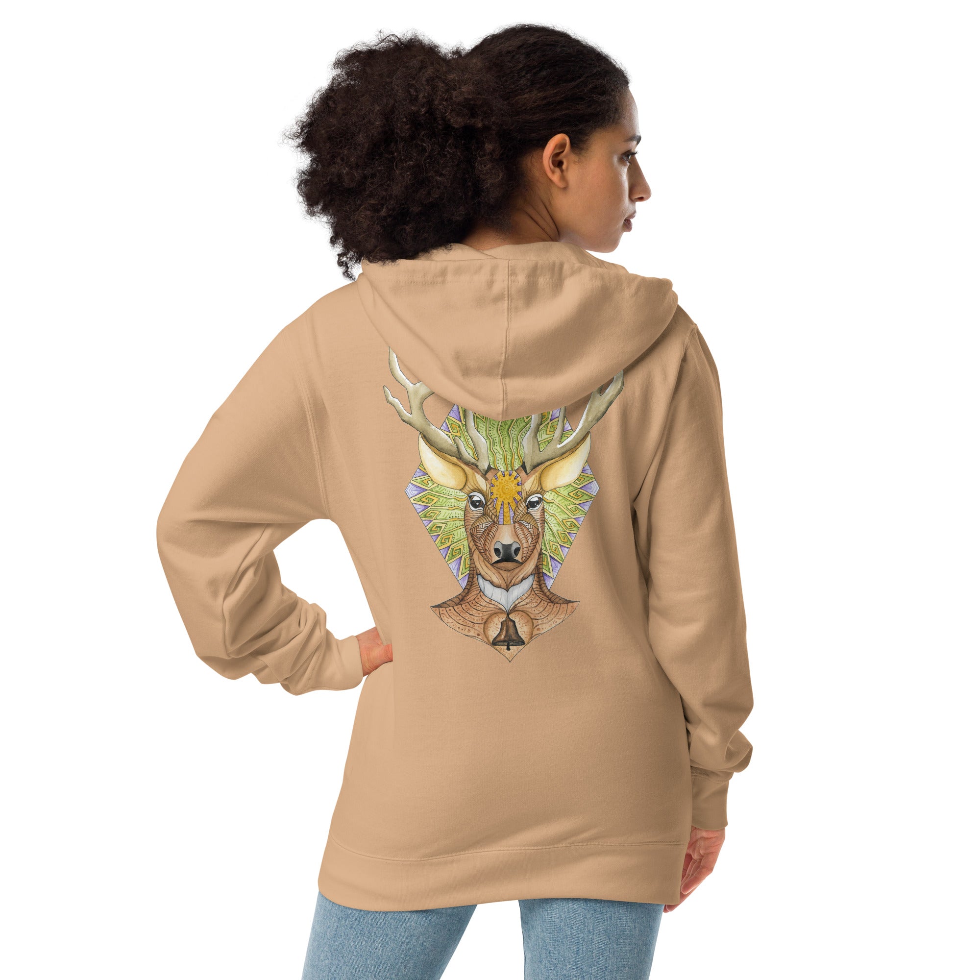 Deer Unisex fleece zip up hoodie
