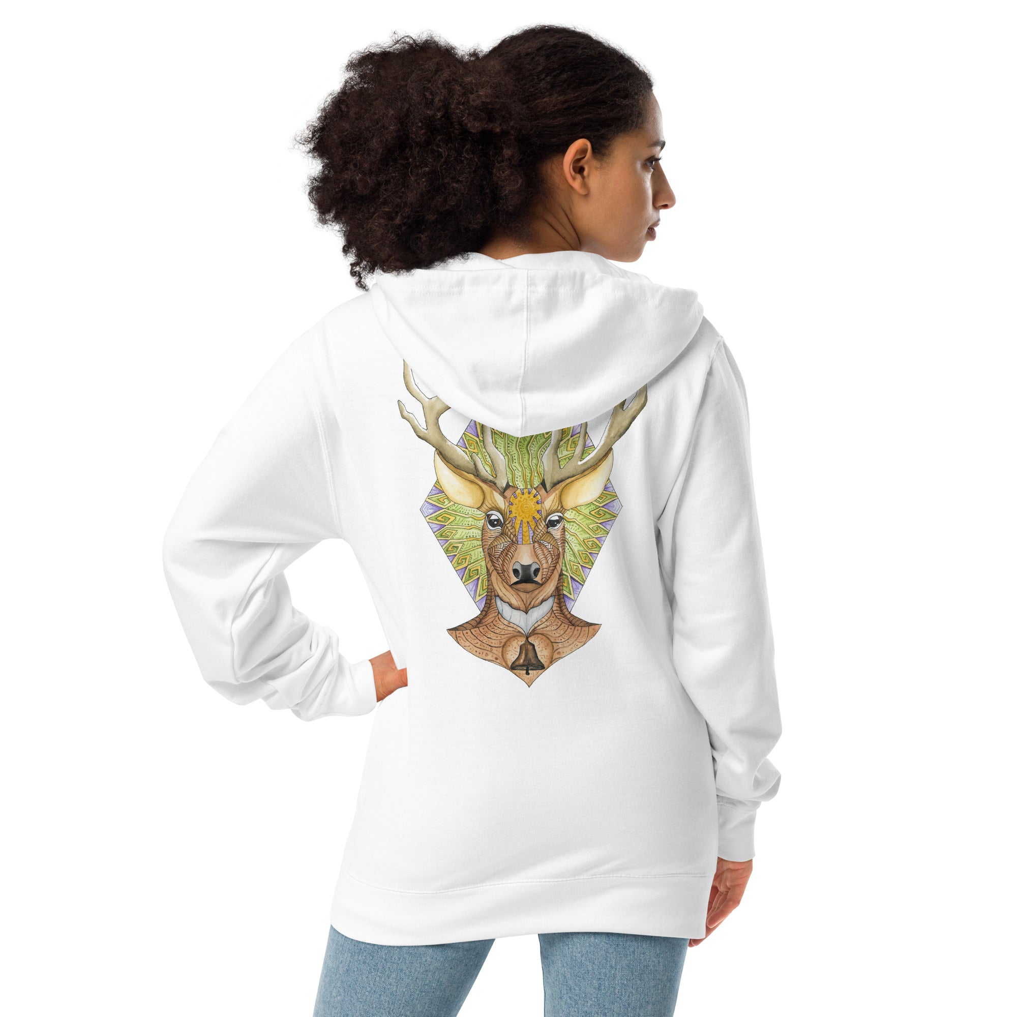 Deer Unisex fleece zip up hoodie