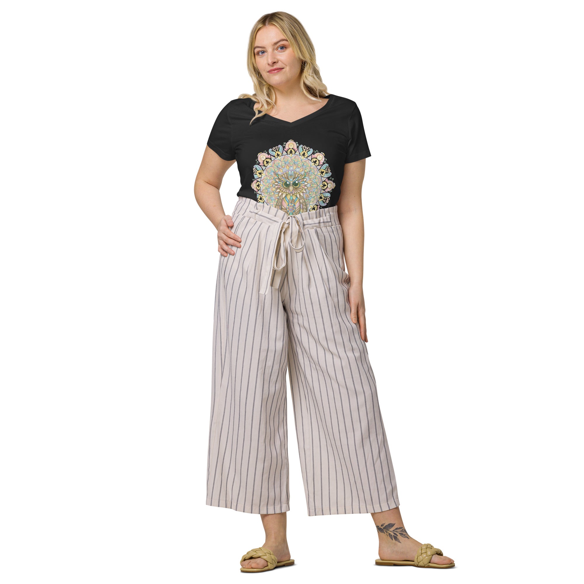 Owl Women’s fitted v-neck t-shirt
