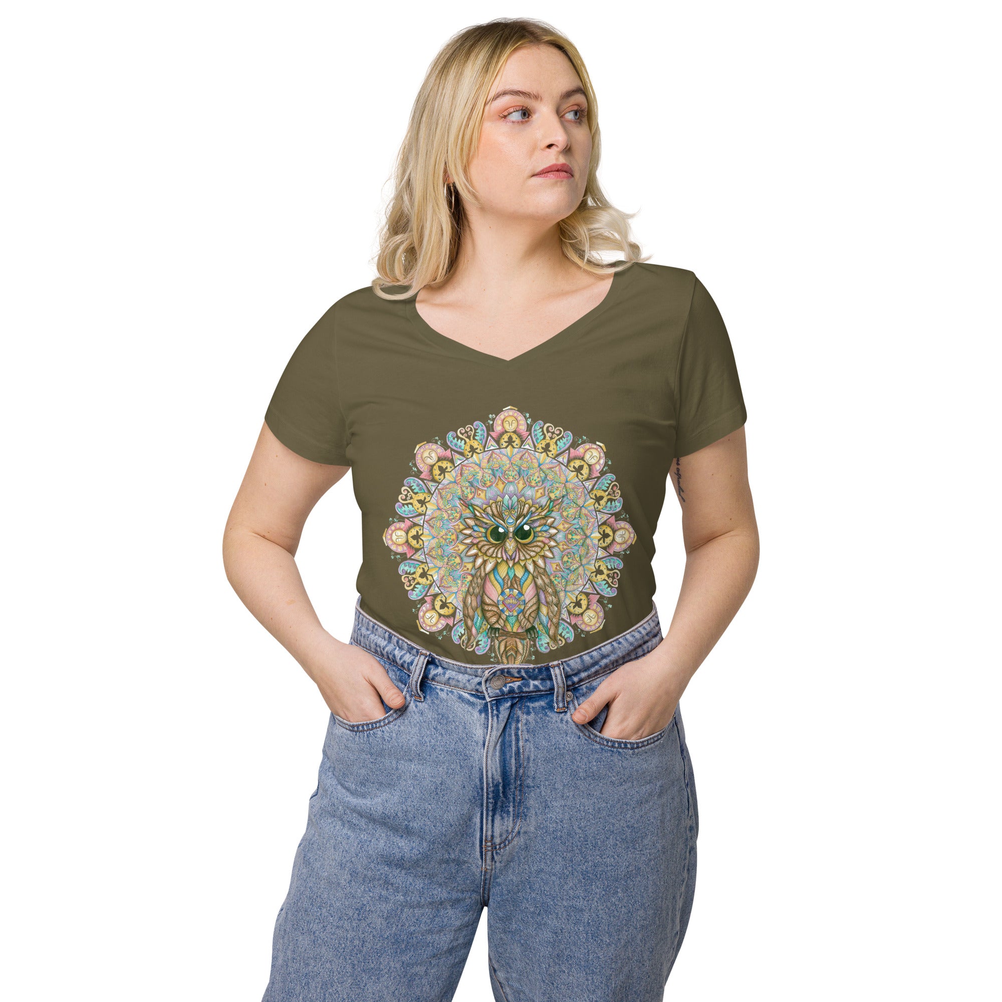 Owl Women’s fitted v-neck t-shirt