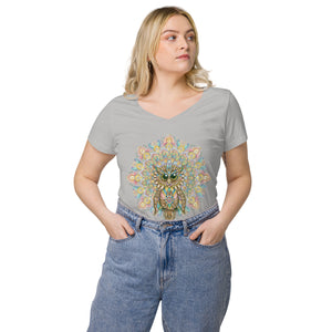 Owl Women’s fitted v-neck t-shirt