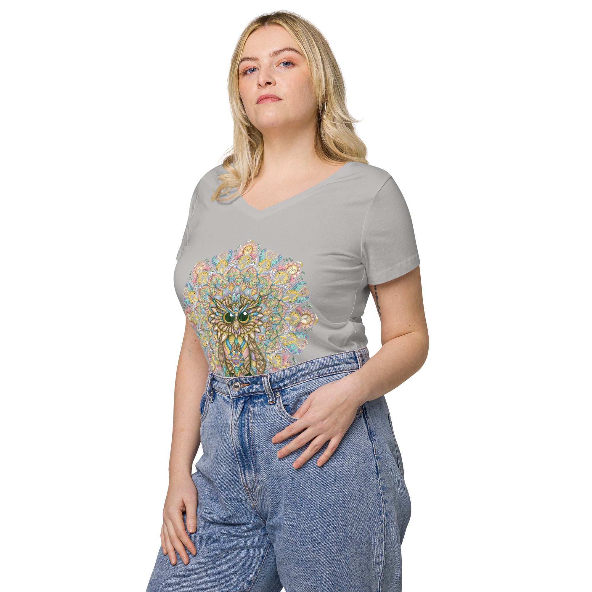 Owl Women’s fitted v-neck t-shirt