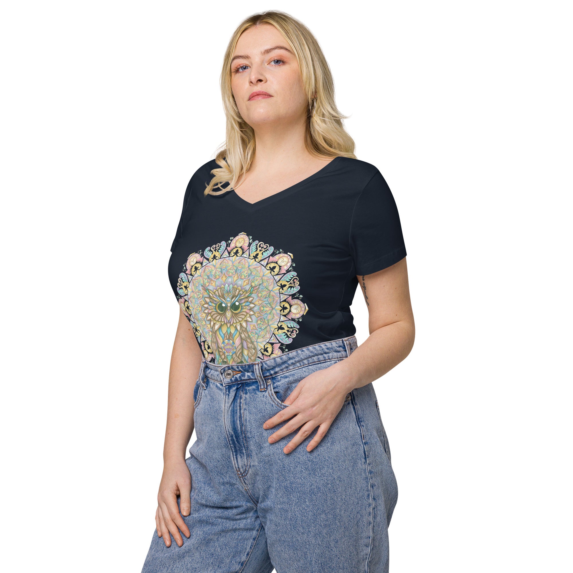 Owl Women’s fitted v-neck t-shirt