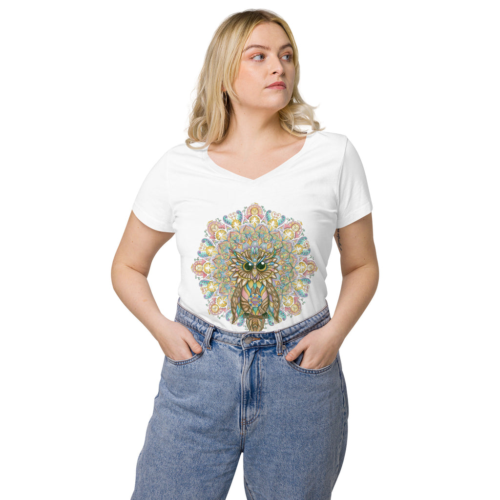 Owl Women’s fitted v-neck t-shirt