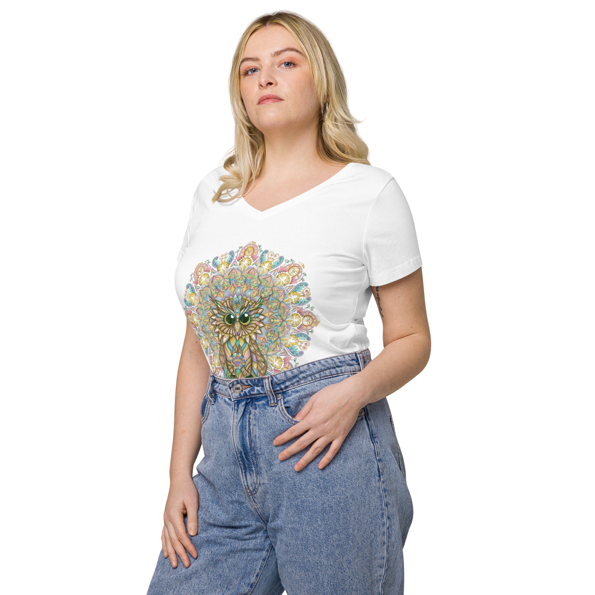 Owl Women’s fitted v-neck t-shirt